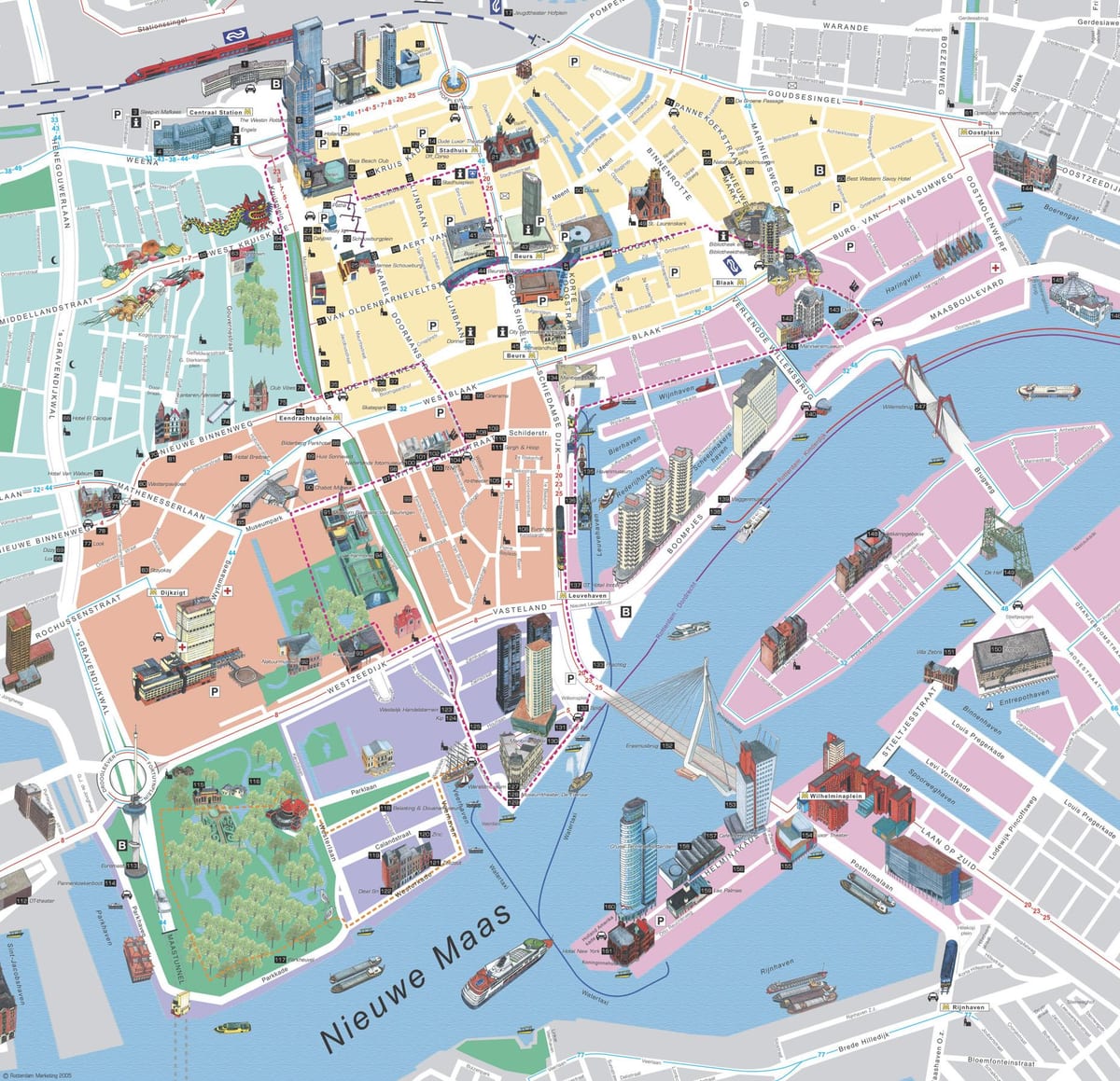 Ramani ya Rotterdam vivutio vya utalii 