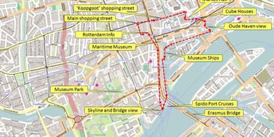 Ramani ya Rotterdam ziara ya kutembea 